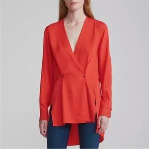 Rag & Bone Coral Red Debbie Top Blouse Double Breasted Size M D26